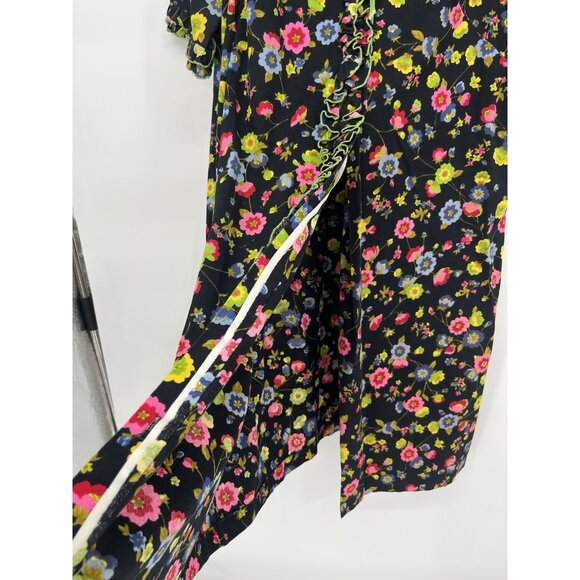 Vintage 60s 70s Lane Bryant Floral House Dress Ruffle No Sz Missing buttons - Picture 3 of 4